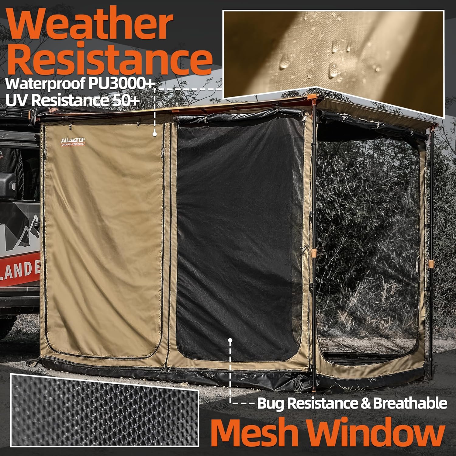 Awning Room with Floor 8.2' x 10' - Black Coating