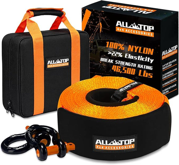 Recovery Strap Kit w/ Shackles: Strap 4in x 30ft - 46,500 Lbs