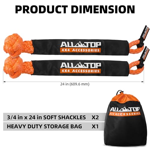 Synthetic Soft Shackles 3/4in x 24in - 66,200 Lbs - 2 PCS