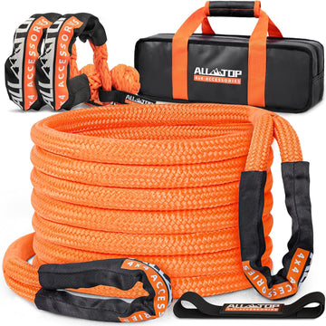 Kinetic Recovery Rope - 1in x 20ft - 48,000 Lbs - Orange w/ Shackles