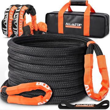 Kinetic Recovery Rope - 1in x 30ft - 48,000 Lbs - Black w/ Shackles