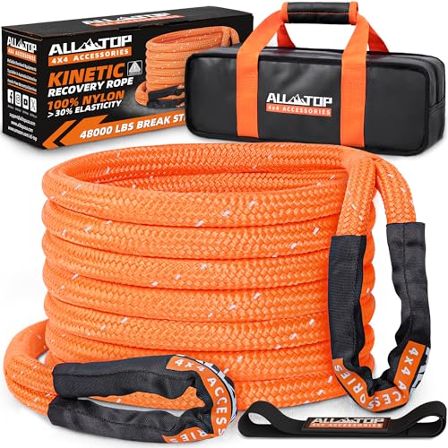 Kinetic Recovery Rope (Reflective) - 1in x 30ft - 48,000 Lbs - Orange