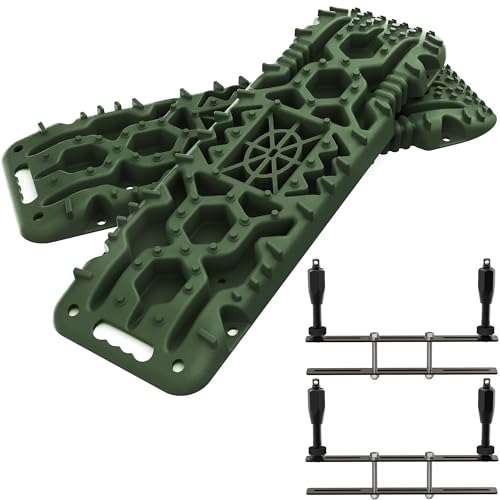 2Pcs Recovery Board with build-in Jack Base & Mounting Kit (Army Green)