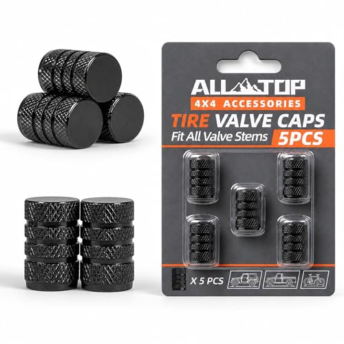 ALL-TOP Tire Valve Stem Cap Kit(5 Valve caps / Black)
