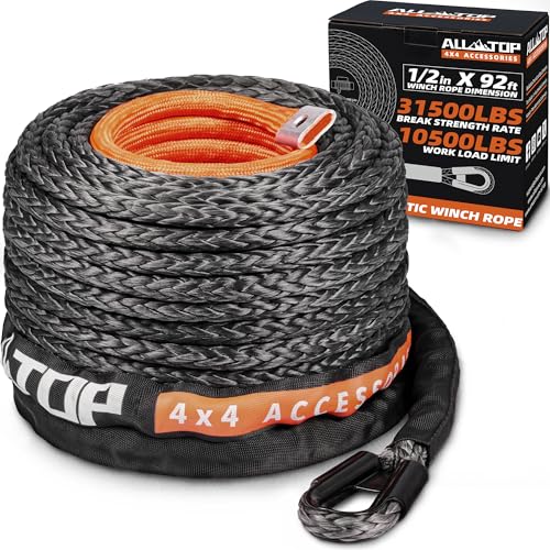 Synthetic Winch Rope Cable - 1/2" x92ft - 31500LBS