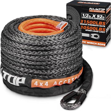 Synthetic Winch Rope Cable - 1/2" x92ft - 31500LBS