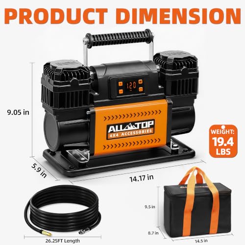 Air Compressor Kit Dual Cylinder w/LCD Control Panel -150PSI - 12.35 ft³/Min - 12V DC