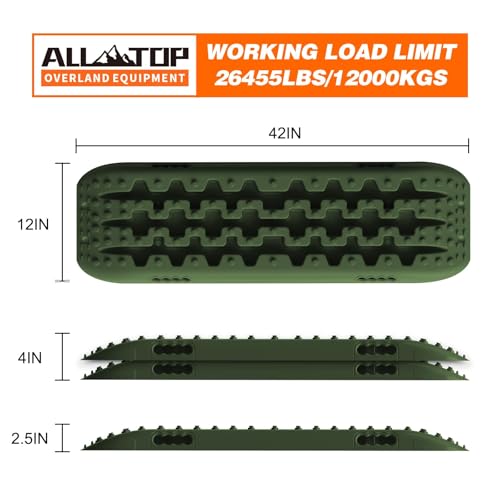 2PCS Recovery Traction Boards & Mounting Kit, 3rd Gen (Army Green)