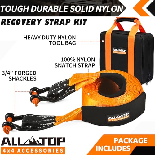 Recovery Strap Kit w/ Shackles: Strap 3in x 20ft - 35,000 Lbs