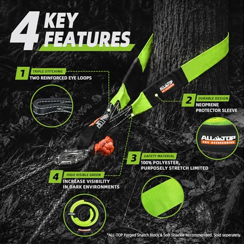 Tree Saver, Winch Extension Strap - 3in x 8ft - 32,000 Lbs（Green）