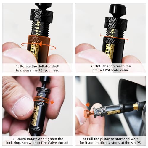 Adjustable Auto-Stop Air-Down Deflator, 10-30 PSI, 4PCS