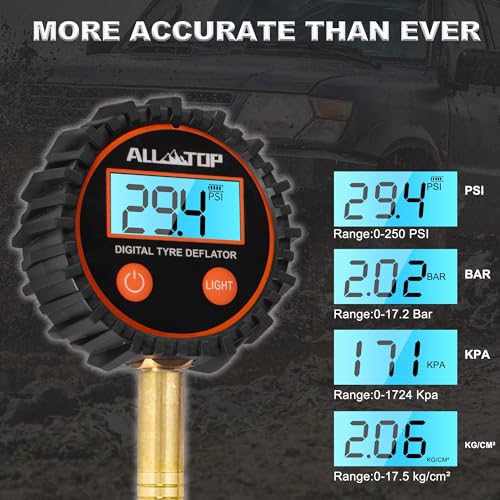 Rapid Tire Deflator w. Digital Gauge, 0-250 PSI
