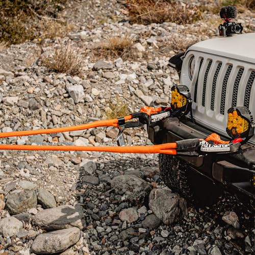 Kinetic Recovery Rope - 1in x 30ft - 48,000 Lbs - Orange w/ Shackles