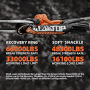 Soft Shackles + Recovery Ring Set: 2PCS x 48,300 Lbs Shackles +  Recovery Ring-5