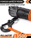 Synthetic Winch Cable w/ Forged Winch Hook - 1/4in x 50ft - 9,500 Lbs-5