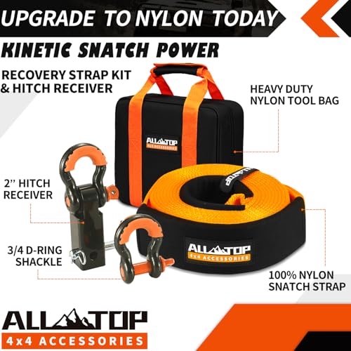 Recovery Strap Kit w/ Hitch Receiver & Shackles: Strap 3in x 30ft - 35,000 Lbs