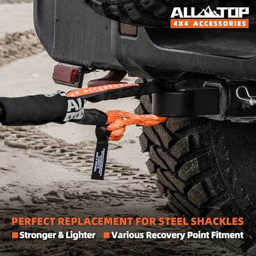 Soft Shackles + Recovery Ring Set: 2PCS x 48,300 Lbs Shackles +  Recovery Ring