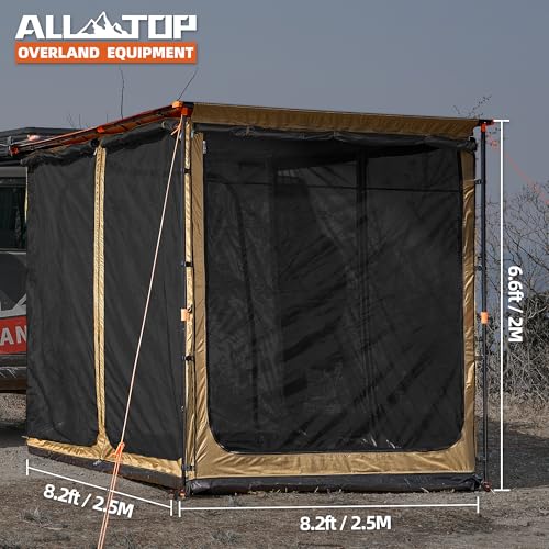 Awning Room with Floor  8.2' x 8.2' - Black Coating