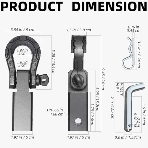 Extreme Forged Shackle Hitch Receiver w/Quick Release Pin - 79300Lbs MBS 11000Lbs WLL