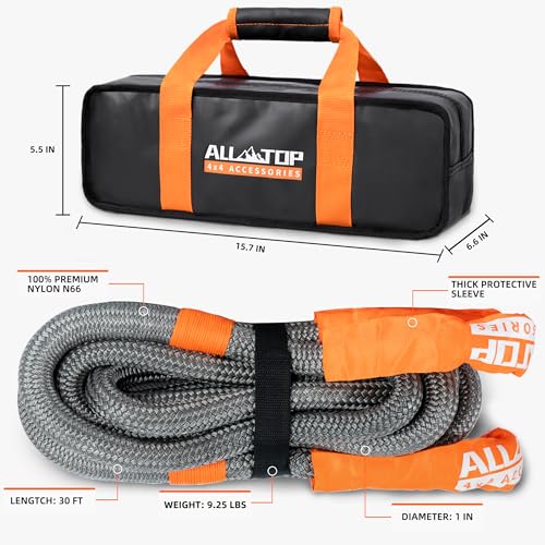 Kinetic Recovery Rope - 1in x 30ft - 48,000 Lbs - Gray