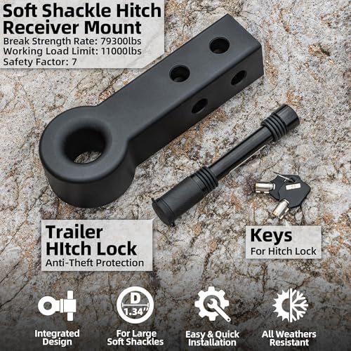 Soft Shackle Hitch Mount for 2" Receiver w/ Lock