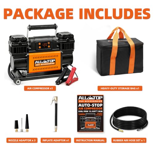 Air Compressor Kit Dual Cylinder w/LCD Control Panel -150PSI - 12.35 ft³/Min - 12V DC