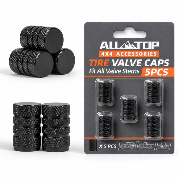 ALL-TOP Tire Valve Stem Cap Kit(5 Valve caps / Black)