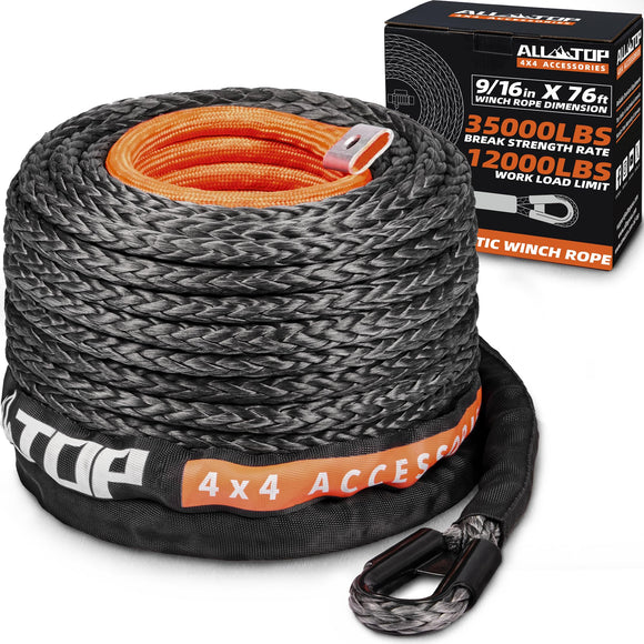 Synthetic Winch Rope Cable - 9/16" x76ft - 35000LBS