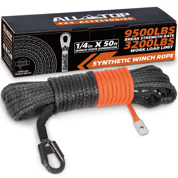 Synthetic Winch Rope Cable - 1/4" x50ft - 9500LBS