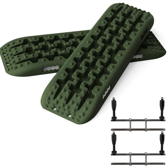 2PCS Recovery Traction Boards & Mounting Kit, 3rd Gen (Army Green)