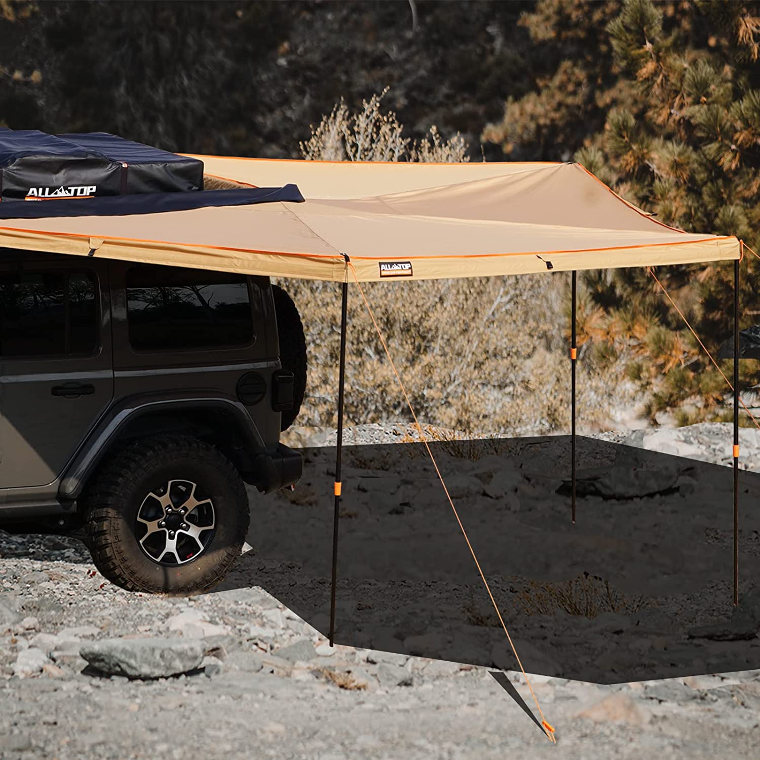 270 awning tent Rooftop Vehicle Awning 270 Degree- 8.2ft