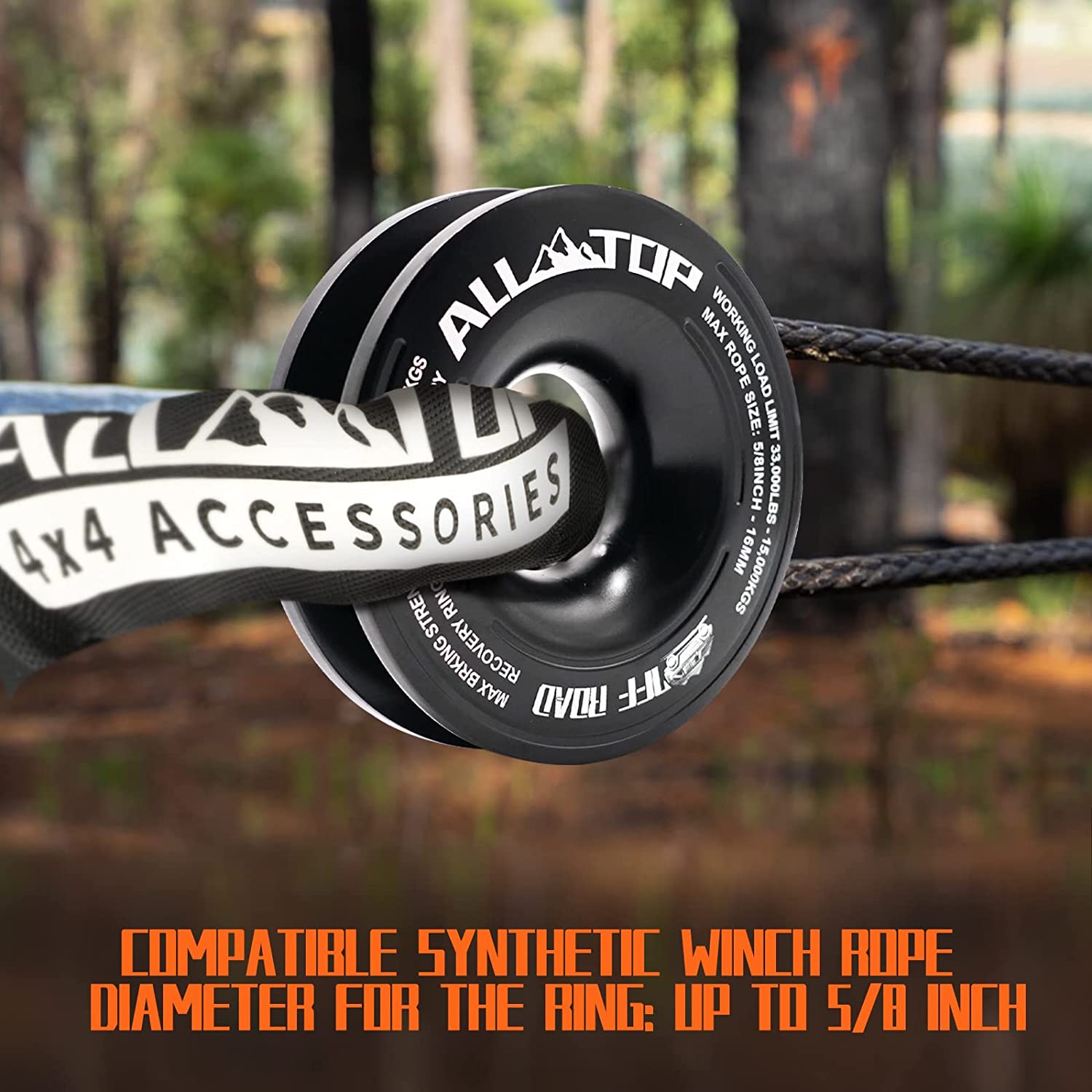 Soft Shackles + Recovery Ring Set: 2PCS x 48,300 Lbs Shackles +  Recovery Ring