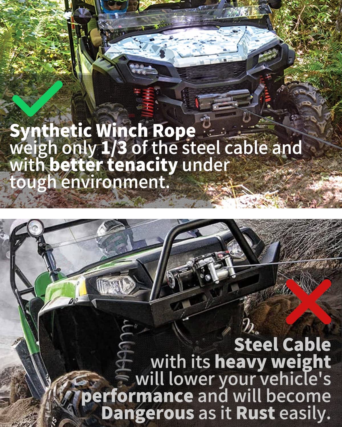 Off Terrain Synthetic Winch Rope Kit, 50' x 0.1875